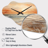 Beige And Golden Beach Sunset Paradise II - Asymmetric Metal Wall Clock