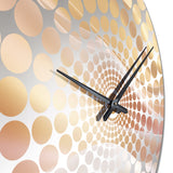 Gold And Pink Soft Wave Fusion - Abstract Metal Wall Clock