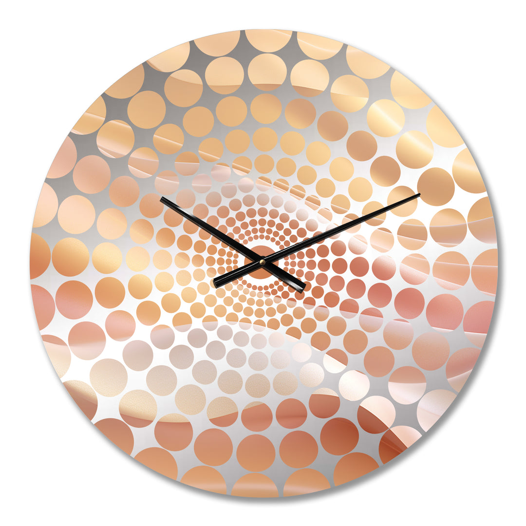Gold And Pink Soft Wave Fusion - Abstract Metal Wall Clock