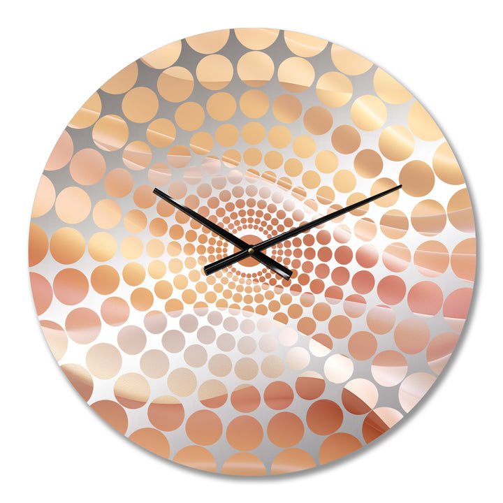 Gold And Pink Soft Wave Fusion - Abstract Metal Wall Clock