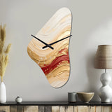 Gold And Red Soft Wave Fusion - Asymmetric Metal Wall Clock