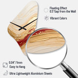 Gold And Red Soft Wave Fusion - Asymmetric Metal Wall Clock