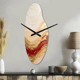 Gold And Red Soft Wave Fusion - Asymmetric Metal Wall Clock