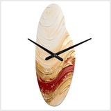 Gold And Red Soft Wave Fusion - Asymmetric Metal Wall Clock