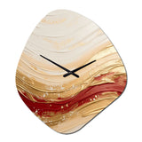 Gold And Red Soft Wave Fusion - Asymmetric Metal Wall Clock