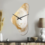 Gold And White Soft Wave Vortex I - Asymmetric Metal Wall Clock