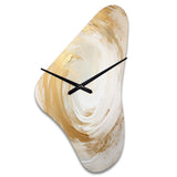Gold And White Soft Wave Vortex I - Asymmetric Metal Wall Clock