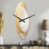 Gold And White Soft Wave Vortex I - Asymmetric Metal Wall Clock