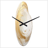 Gold And White Soft Wave Vortex I - Asymmetric Metal Wall Clock