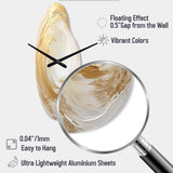 Gold And White Soft Wave Vortex I - Asymmetric Metal Wall Clock