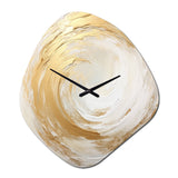 Gold And White Soft Wave Vortex I - Asymmetric Metal Wall Clock