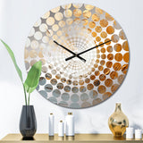 Gold And Beige Soft Wave Paint III - Abstract Metal Wall Clock