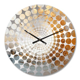 Gold And Beige Soft Wave Paint III - Abstract Metal Wall Clock