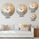 Gold And Beige Soft Wave Paint III - Abstract Metal Wall Clock