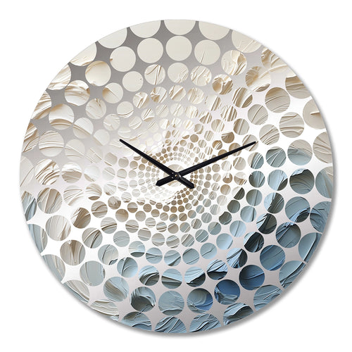 White And Blue Wave Papercut Style - Coastal Metal Wall Clock