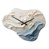 White And Blue Wave Papercut Style - Asymmetric Metal Wall Clock