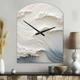 White And Blue Wave Papercut Style I - Asymmetric Metal Wall Clock