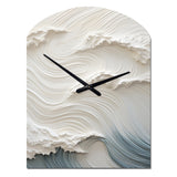 White And Blue Wave Papercut Style I - Asymmetric Metal Wall Clock