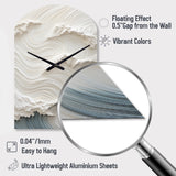 White And Blue Wave Papercut Style I - Asymmetric Metal Wall Clock
