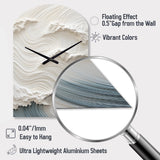 White And Blue Wave Papercut Style I - Asymmetric Metal Wall Clock