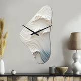 White And Blue Wave Papercut Style I - Asymmetric Metal Wall Clock