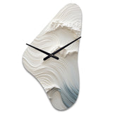 White And Blue Wave Papercut Style I - Asymmetric Metal Wall Clock