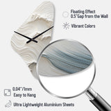 White And Blue Wave Papercut Style I - Asymmetric Metal Wall Clock
