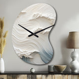 White And Blue Wave Papercut Style I - Asymmetric Metal Wall Clock
