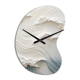 White And Blue Wave Papercut Style I - Asymmetric Metal Wall Clock