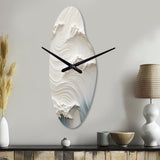White And Blue Wave Papercut Style I - Asymmetric Metal Wall Clock