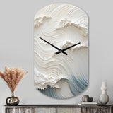 White And Blue Wave Papercut Style I - Asymmetric Metal Wall Clock