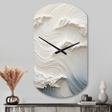White And Blue Wave Papercut Style I - Asymmetric Metal Wall Clock