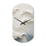 White And Blue Wave Papercut Style I - Asymmetric Metal Wall Clock