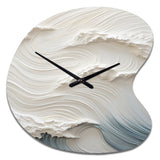 White And Blue Wave Papercut Style I - Asymmetric Metal Wall Clock