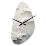 White And Blue Wave Papercut Style I - Asymmetric Metal Wall Clock