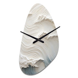 White And Blue Wave Papercut Style I - Asymmetric Metal Wall Clock