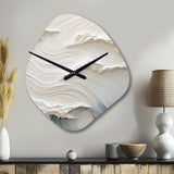 White And Blue Wave Papercut Style I - Asymmetric Metal Wall Clock