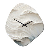 White And Blue Wave Papercut Style I - Asymmetric Metal Wall Clock