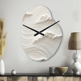 White And Blue Wave Papercut Style I - Asymmetric Metal Wall Clock
