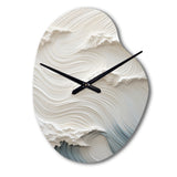 White And Blue Wave Papercut Style I - Asymmetric Metal Wall Clock