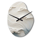 White And Blue Wave Papercut Style I - Asymmetric Metal Wall Clock