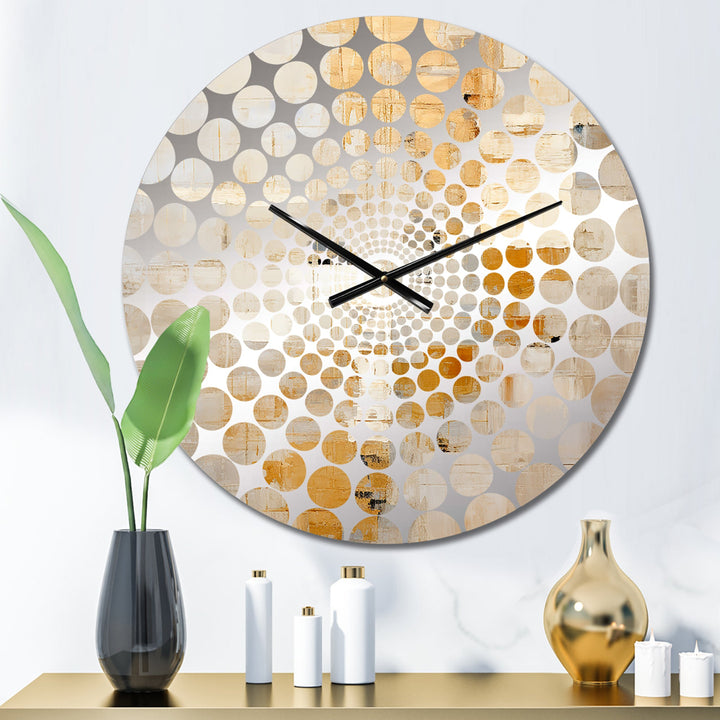 Beige And Gold Dream Collage - Abstract Metal Wall Clock