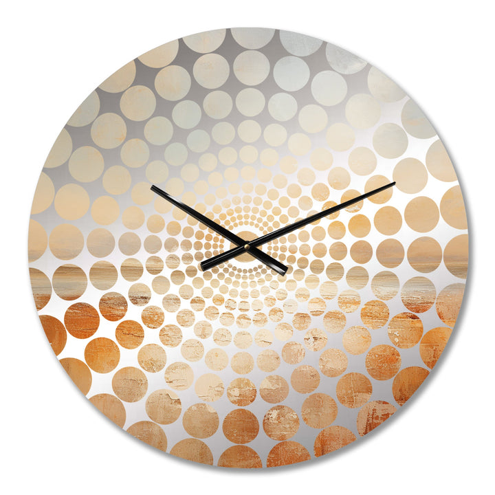 Beige Sandy Clouds Horizon II - Landscapes Metal Wall Clock