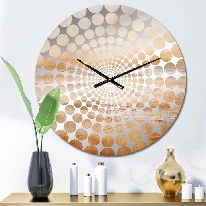 Beige Sandy Clouds Horizon III - Landscapes Metal Wall Clock