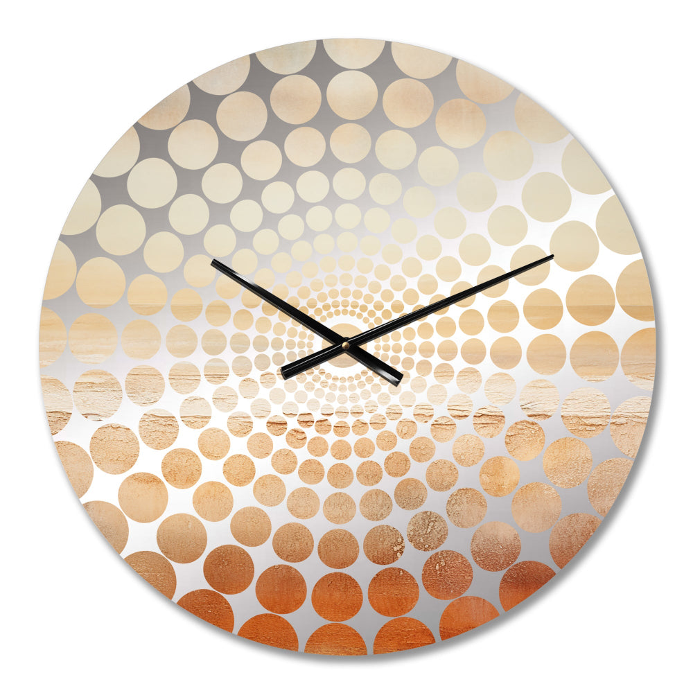 Beige Sandy Clouds Horizon IV - Landscapes Metal Wall Clock
