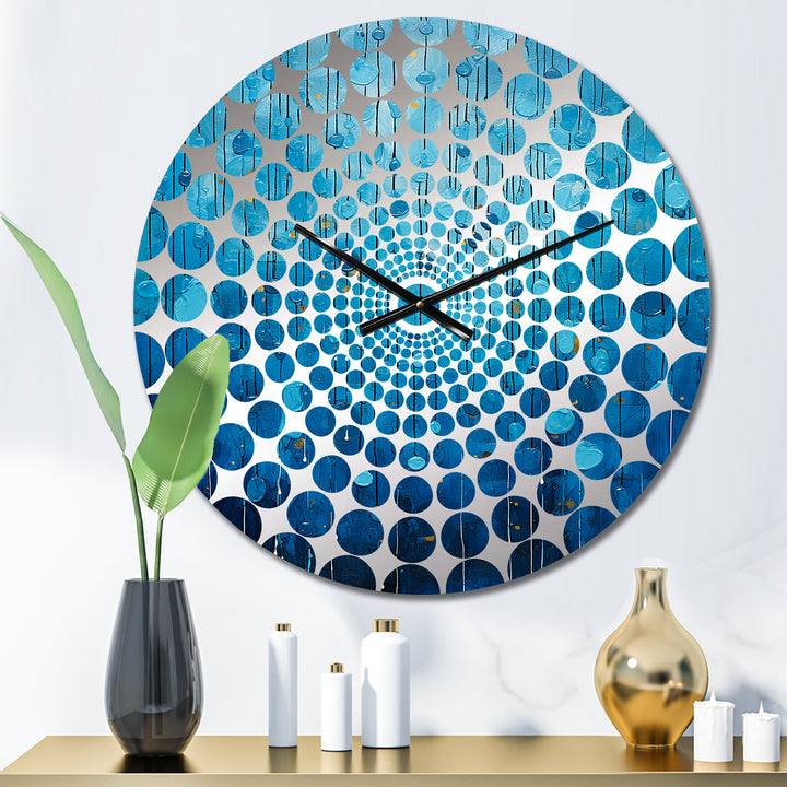 Abstract Rainy Blue Collage I - Abstract Metal Wall Clock