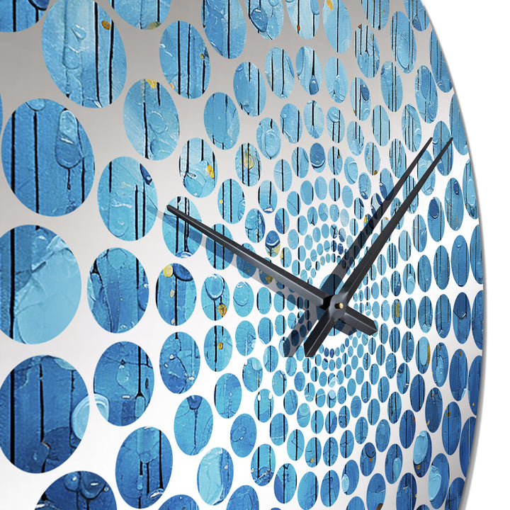 Abstract Rainy Blue Collage I - Abstract Metal Wall Clock