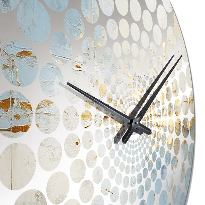 Blue And Gold Minimal Expression - Abstract Metal Wall Clock