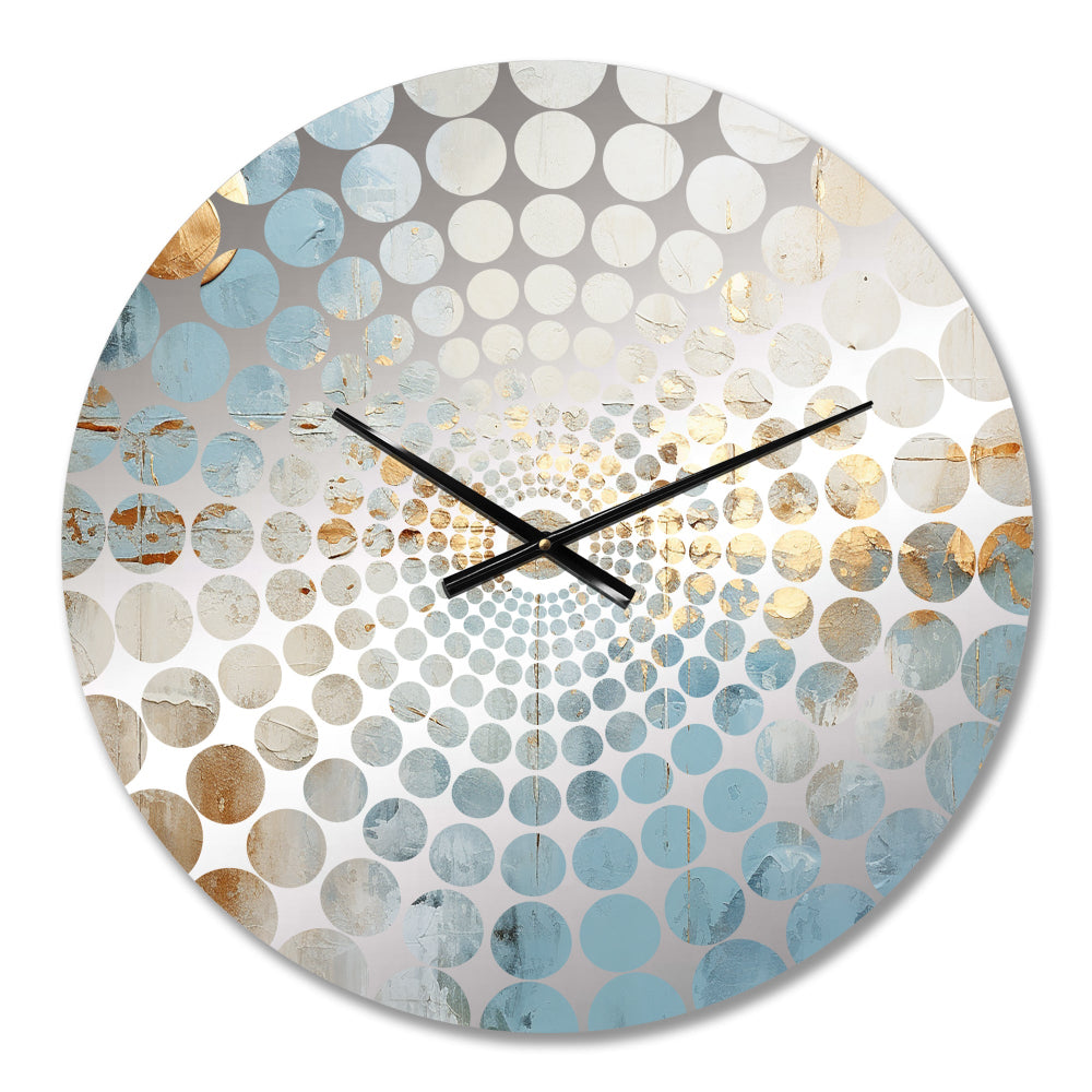 Blue And Gold Minimal Expression - Abstract Metal Wall Clock