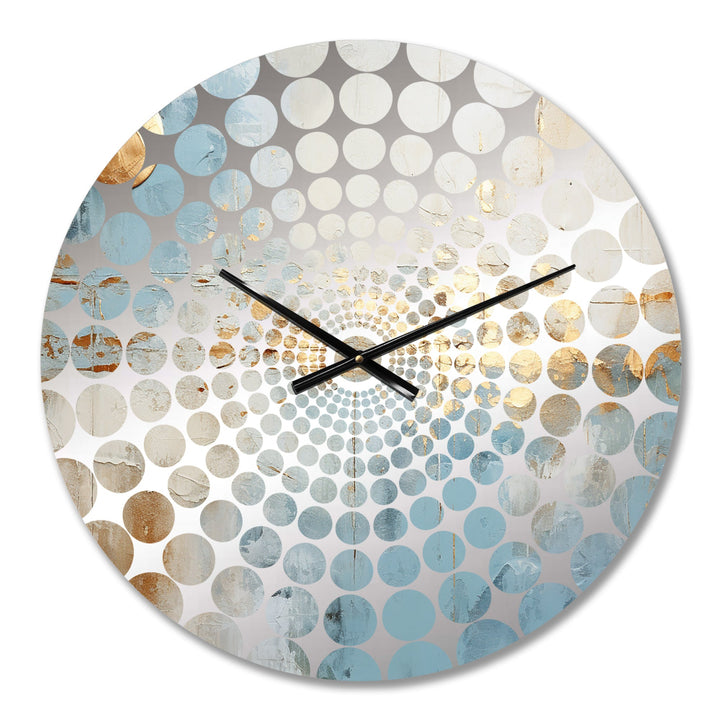 Blue And Gold Minimal Expression - Abstract Metal Wall Clock